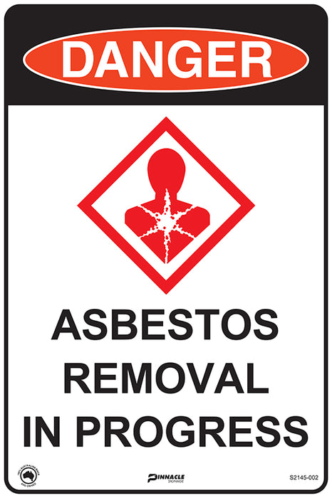 Danger Asbestos Removal in Progress + Exploding Chest Picto