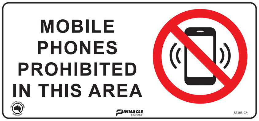 Mobile Phones Prohibited In This Area, 300 x 140mm Adhesive