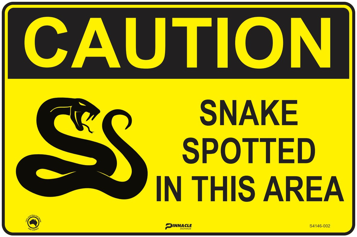 Snake Infested Area. Sign Caution Snake Spotted In This Area (Landscape) — Pinnacle Signage