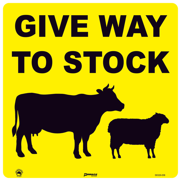 Give Way To Stock  (Sheep & Cattle Picto + Give Way To Stock Text)