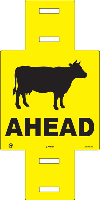 Cattle Ahead (Cattle Picto + Ahead Text), 600 x 600mm Corflute Guide Post Sign