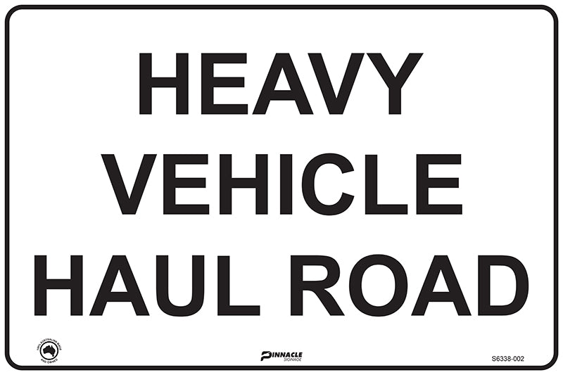 Heavy Vehicle Haul Road (Black on White)