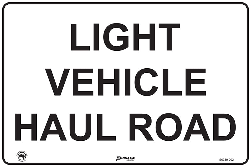 Light Vehicle Haul Road (Black on White)