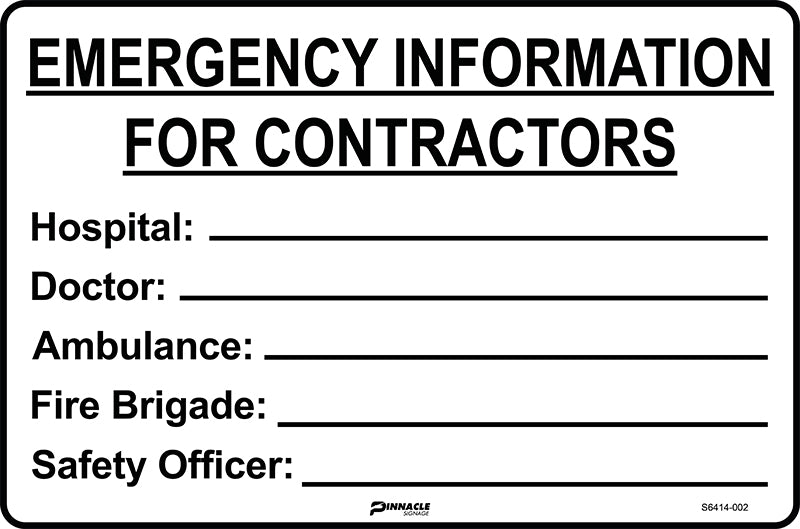 Emergency Information For Contractors