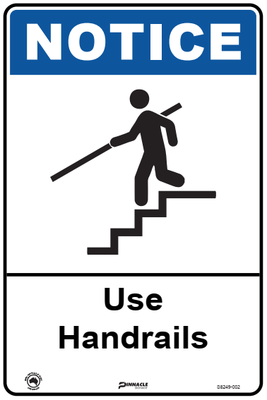 Notice Use Handrails (With Picto) — Pinnacle Signage