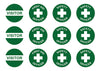 First Aid (Assorted), 50mm Round Hardhat Stickers, Pack/12