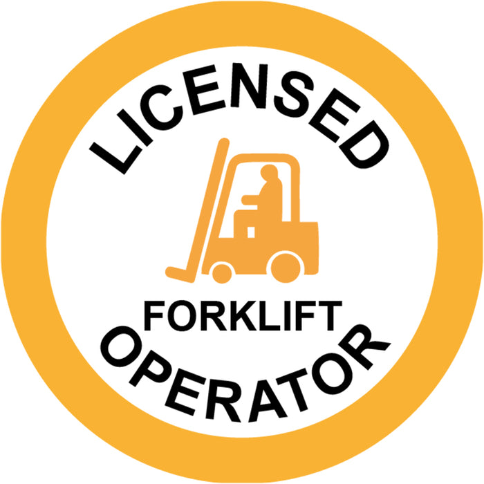 Licensed Forklift Operator, 50mm Round Hardhat Stickers, Pack/12