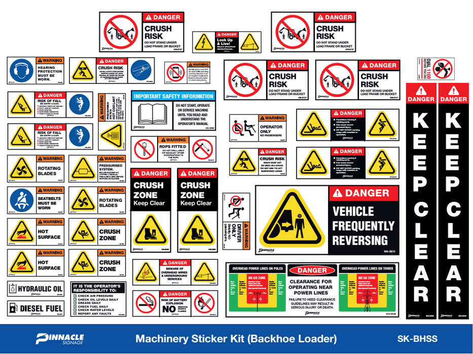 Loading On Machine Sticker Machinery Sticker Kit Backhoe Loader — Pinnacle Signage