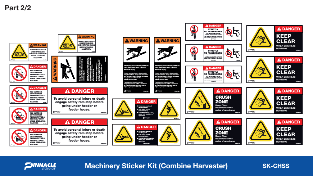 Machinery Sticker Kit, Combine Harvester (Header)