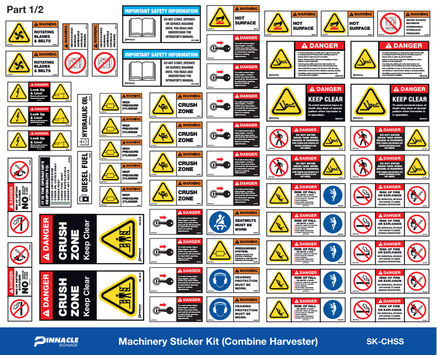 Handling Unit Sticker Machinery Sticker Kit Combine Harvester Header — Pinnacle Signage