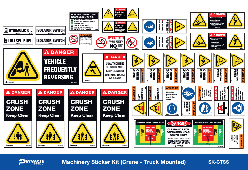 Machinery Sticker Kit, Crane - Truck Mounted