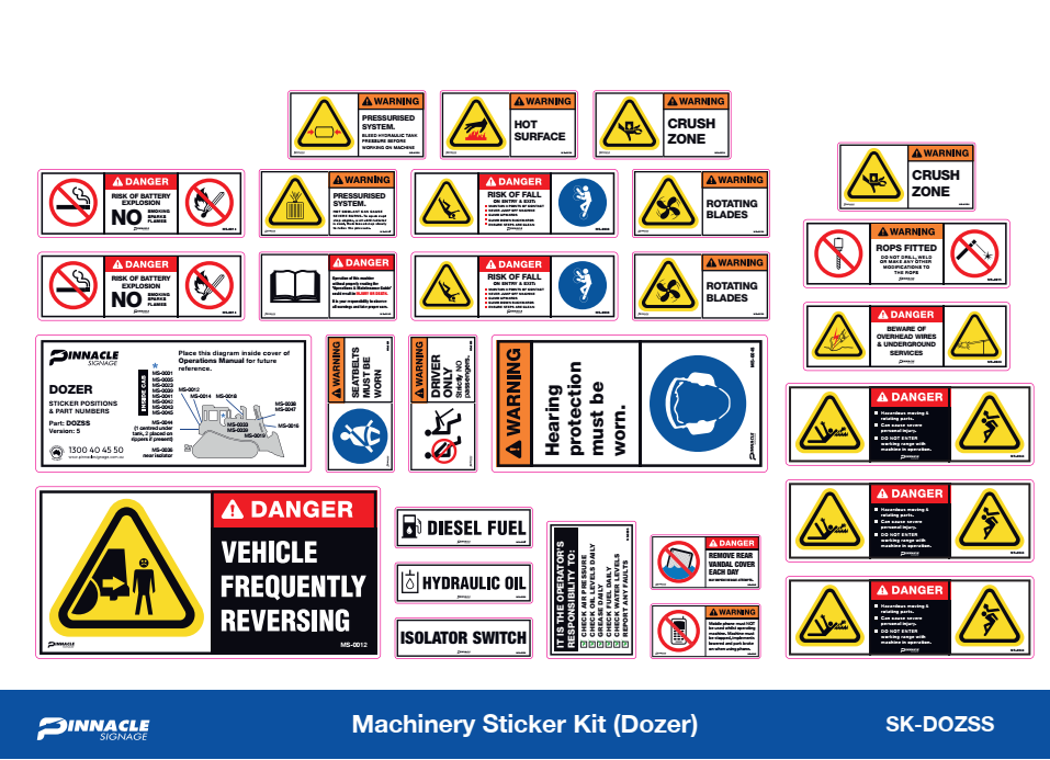 Machinery Sticker Kit, Dozer