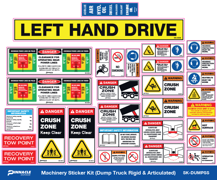 Machinery Sticker Kit, Dump Truck (Rigid & Articulated)