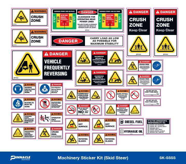 Machinery Sticker Kit, Skid Steer