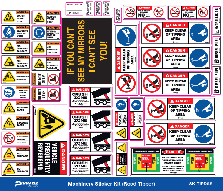 Machinery Sticker Kit, Road Tipper
