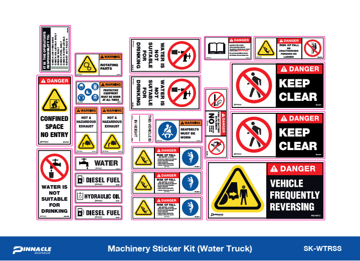 Machinery Sticker Kit Water Truck — Pinnacle Signage