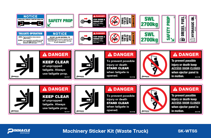 Machinery Sticker Kit, Waste Truck