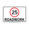 25 Roadwork (Speed Limit), 900 x 600mm Metal, Class 1 Reflective, Swing Stand