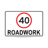 40 Roadwork (Speed Limit), 900 x 600mm Metal, Class 1 Reflective, Swing Stand