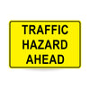 Traffic Hazard Ahead, 900 x 600mm Metal, Class 1 Reflective, Swing Stand