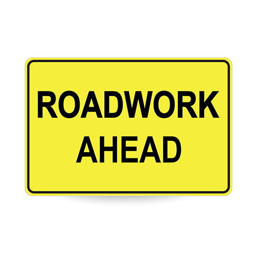 Roadwork Ahead, 900 x 600mm Metal, Class 1 Reflective Swing Stand