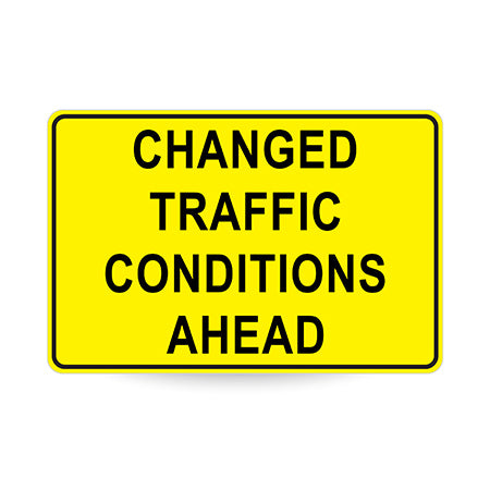 Changed Traffic Conditions, 900 x 600mm Metal, Class 1 Reflective, Swing Stand