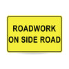 Roadwork On Side Road, 900 x 600mm Metal, Class 1 Reflective, Swing Stand