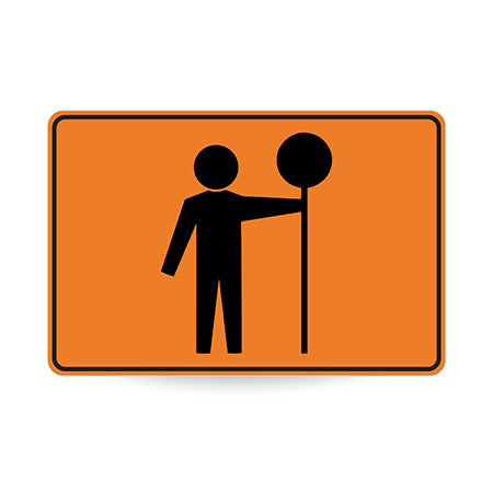 Symbolic Traffic Controller, 900 x 600mm Metal, Reflective Diamond Grade, Swing Stand
