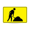 Symbolic Worker Sign, 900 x 600mm Metal, Class 1 Yellow Reflective, Swing Stand