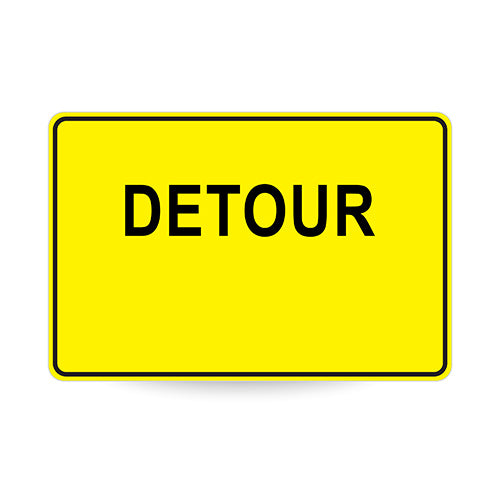 Detour (Text With Blank Space For Magnet), 900 x 600mm Metal, Class 1 Reflective, Swing Stand