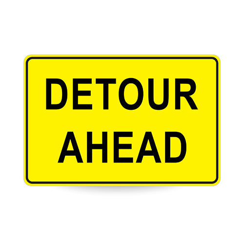 Detour Ahead, 900 x 600mm Metal, Class 1 Reflective, Swing Stand