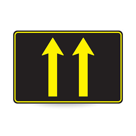 Lane Status (2 Lane Arrows), Night Use, 900 x 600mm Metal, Class 1 Reflective, Swing Stand