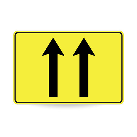 Lane Status (2 Lane Arrows), 900 x 600mm Metal, Class 1 Reflective, Swing Stand