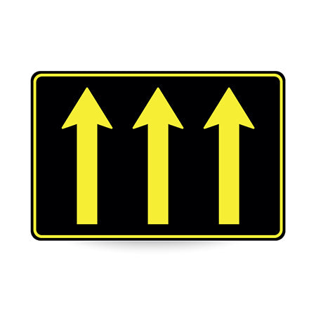 Lane Status (3 Lane Arrows), Night Use, 900 x 600mm Metal, Class 1 Reflective, Swing Stand