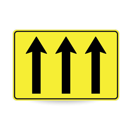 Lane Status (3 Lane Arrows), 900 x 600mm Metal, Class 1 Reflective, Swing Stand