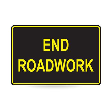 End Roadwork, Night Use, 900 x 600mm Metal, Class 1 Reflective, Swing Stand