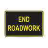 End Roadwork, Night Use, 900 x 600mm Metal, Class 1 Reflective, Swing Stand