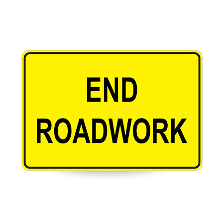 End Roadwork, 900 x 600mm Metal, Class 1 Reflective, Swing Stand
