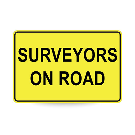 Surveyors on Road, 900 x 600mm Metal, Class 1 Reflective, Swing Stand
