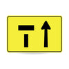 Left Lane Closed (Right Lane Open), 900 x 600mm Metal, Class 1 Reflective, Swing Stand