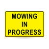 Mowing In Progress, 900 x 600mm Metal, Class 1 Reflective, Swing Stand