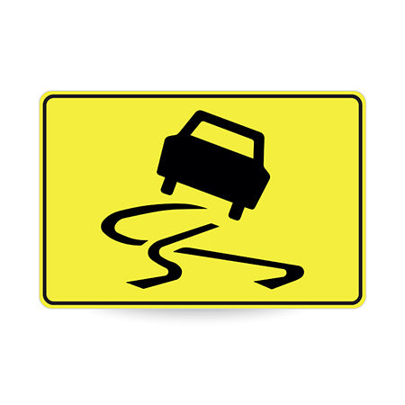 Slippery Surface Picto, 900 x 600mm Metal, Class 1 Reflective, Swing Stand
