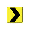 Hazard Warning Marker (Chevron), 600 x 600mm Metal, Class 1 Reflective, Swing Stand