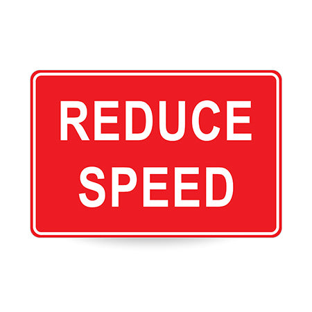 Reduce Speed, 900 x 600mm Metal, Class 1 Reflective, Swing Stand