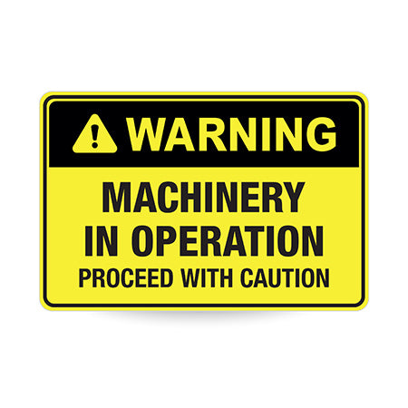 Warning Machinery In Operation, 900 x 600mm Metal, Class 1 Reflective, Swing Stand