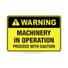 Warning Machinery In Operation, 900 x 600mm Metal, Class 1 Reflective, Swing Stand