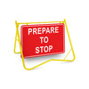 Prepare To Stop, 900 x 600mm Metal, Class 1 Reflective, Swing Stand