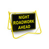 Night Roadwork Ahead, Night Use, 900 x 600mm Metal, Class 1 Reflective, Swing Stand