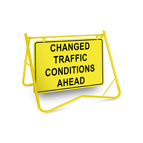 Changed Traffic Conditions, 900 x 600mm Metal, Class 1 Reflective, Swing Stand