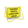 Changed Traffic Conditions, 900 x 600mm Metal, Class 1 Reflective, Swing Stand
